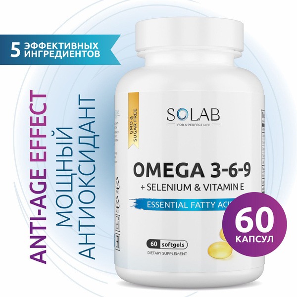 Omega-3-6-9 with Selenium & Vitamin E - 60 Capsules (790mg) - Flaxseed Oil