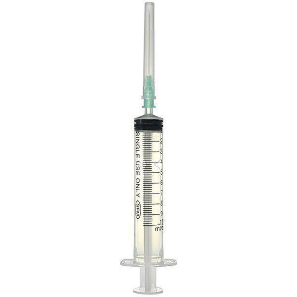 Disposable 10ml Syringe with 21G Needle (3-Part) - 5 Pack