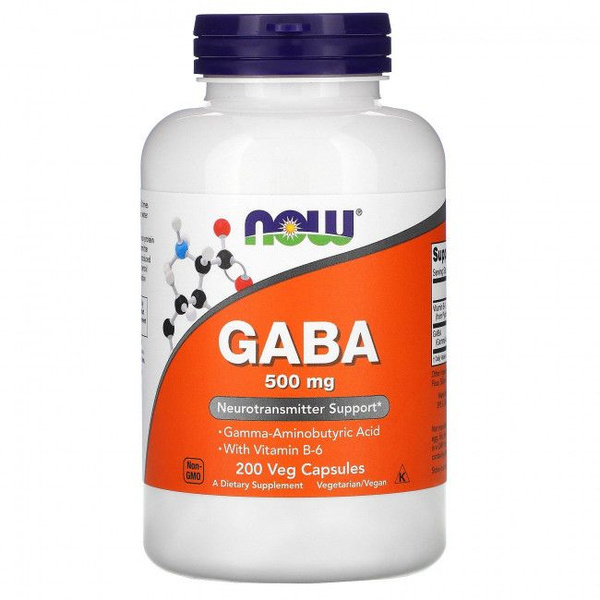 NOW Foods GABA Supplement: 500mg, 200 Capsules for Brain Support