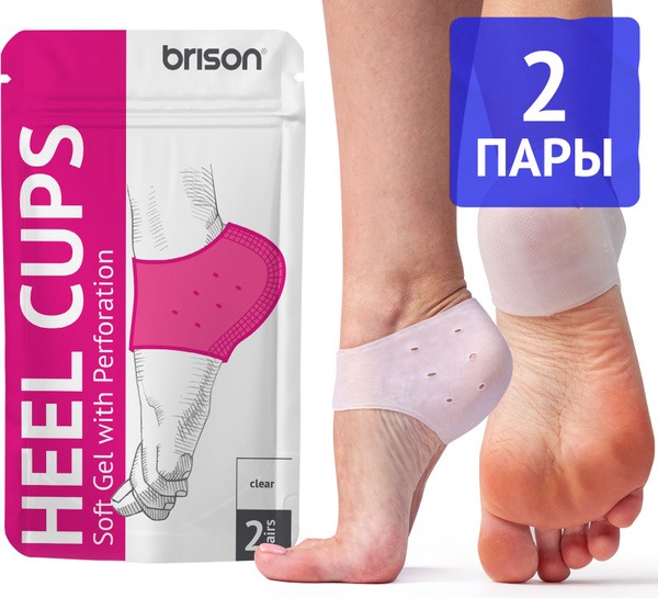 Brison Gel Heel Cups: Orthotic Socks for Heel Pain, Calluses & Cracked Heels (4 Pack)
