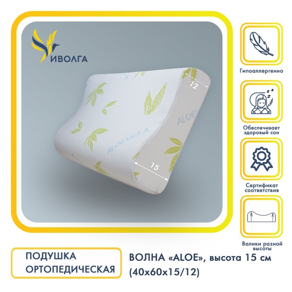 Oriole 50x70cm Memory Foam Pillow: Dual-Height Wave Design for Neck Support