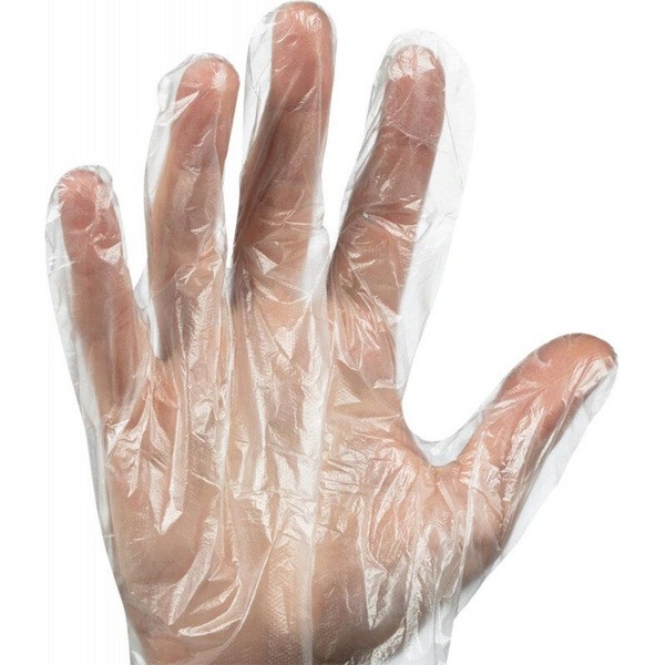Clear Disposable Polyethylene Gloves, Size M (50 Pairs)