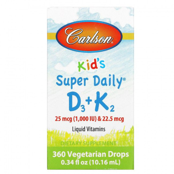 Carlson Super Daily D3+K2 Children's Liquid Vitamin Supplement (10.16ml)