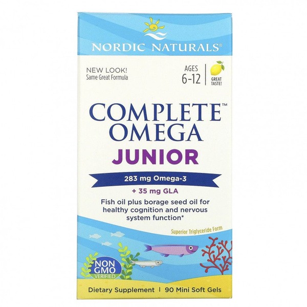 Nordic Naturals Complete Omega-3 for Kids (6-12 Years): Lemon Flavor, 90 Mini-Capsules