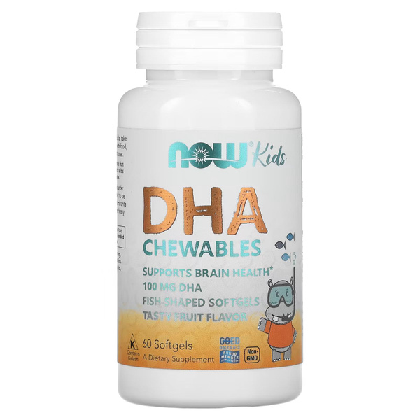 NOW Kids DHA Omega-3 Gummies: 60 Chewable Tablets