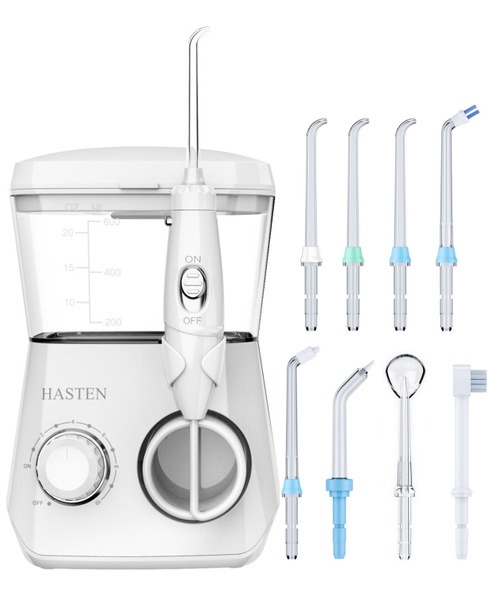 HASTEN HAS860 Water Flosser: 8 Tips, 600ml Tank, 10 Pressure Settings