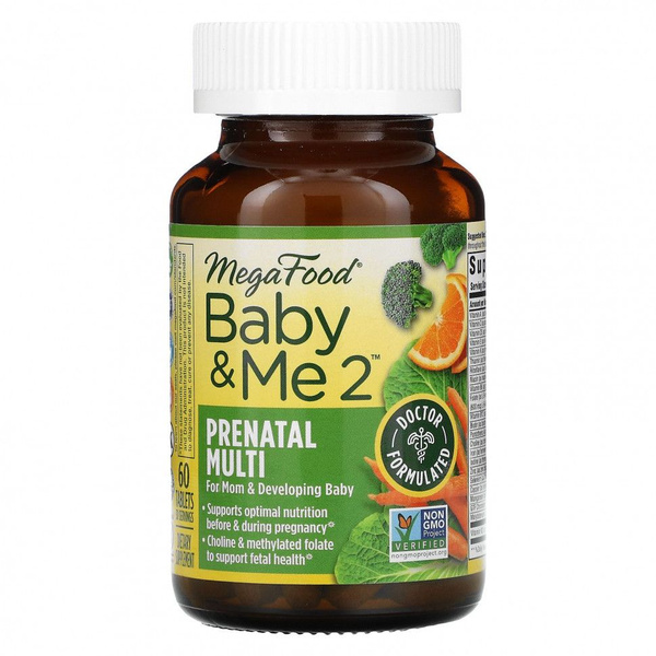 MegaFood Baby & Me 2 Prenatal Vitamins, 60 Tablets
