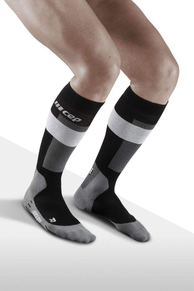 CEP Merino Wool Compression Knee High Socks - Black & Gray - Class 1 Compression