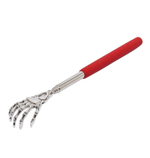 Back Scratcher Extender, Telescopic Massager (22-58cm), Red Skeleton Design