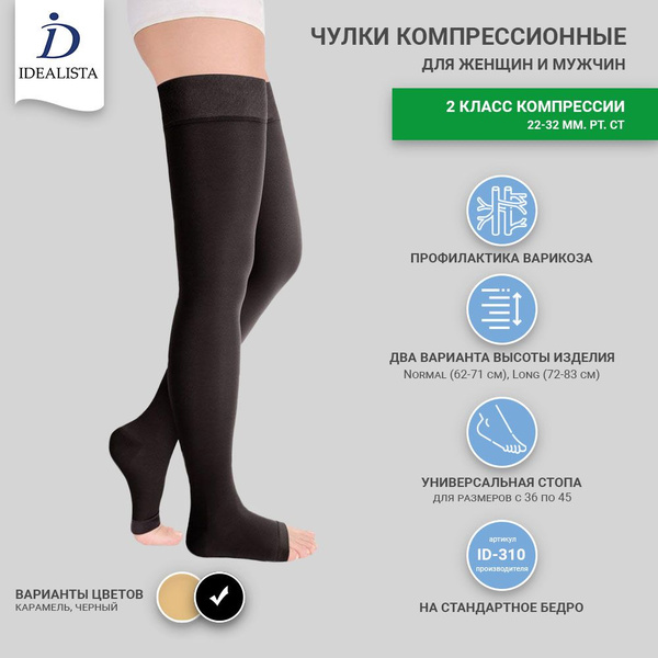 Pionic Compression Socks - Black, 20-30 mmHg, 2 Pack