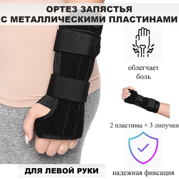 Wrist Brace with 2 Splints: Left Hand, Heavy Duty Support