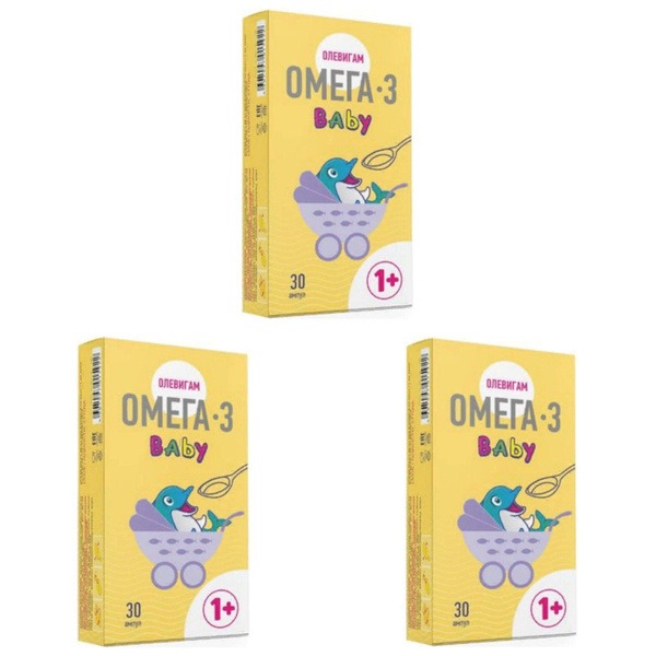 OleviGam Omega-3 Baby 1+ Oral Solution - 30 Ampoules (0.55ml) x 3 Packs