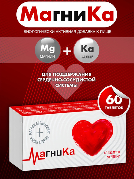MagniKa BioTerra 500mg: Potassium & Magnesium for Heart & Vascular Health (60 Capsules)