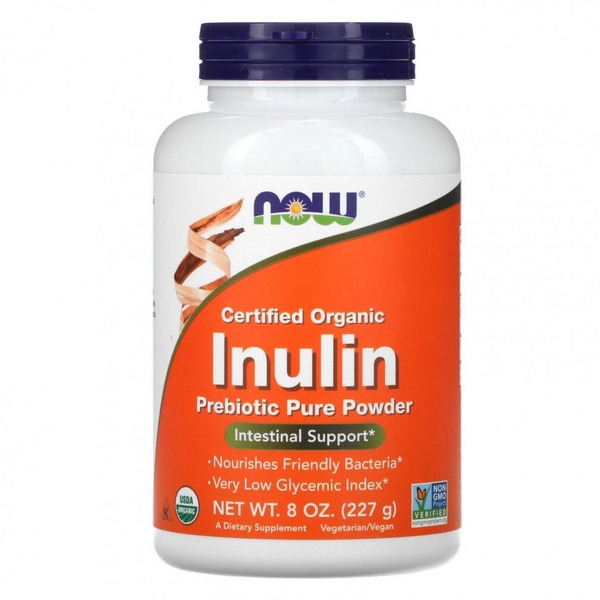 NOW Foods Organic Inulin Powder: 227g Prebiotic Supplement