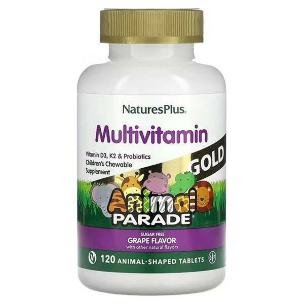Nature's Plus Animal Parade Gold Kids Multivitamin Gummies - Grape Flavor, 120 Count