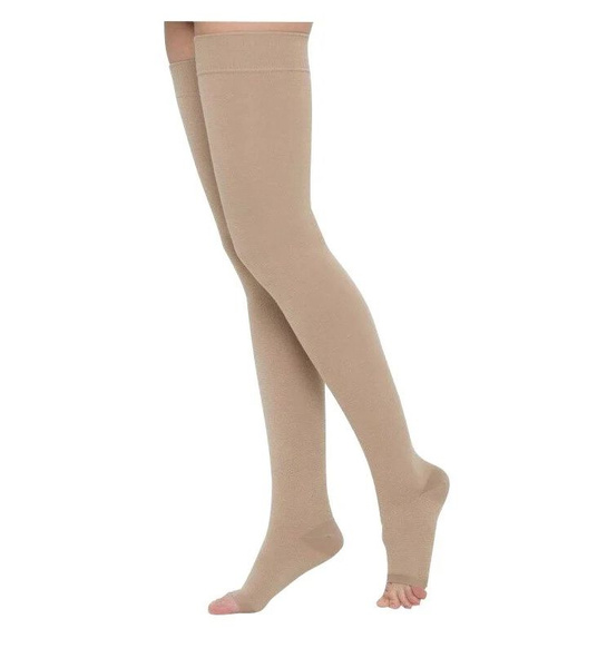 Cream Compression Stockings, 20-30 mmHg, 2 Pack