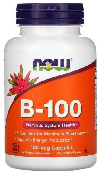Now Vitamin B-100 Complex: 100 Capsules for Skin, Hair, Nails & Mood Support