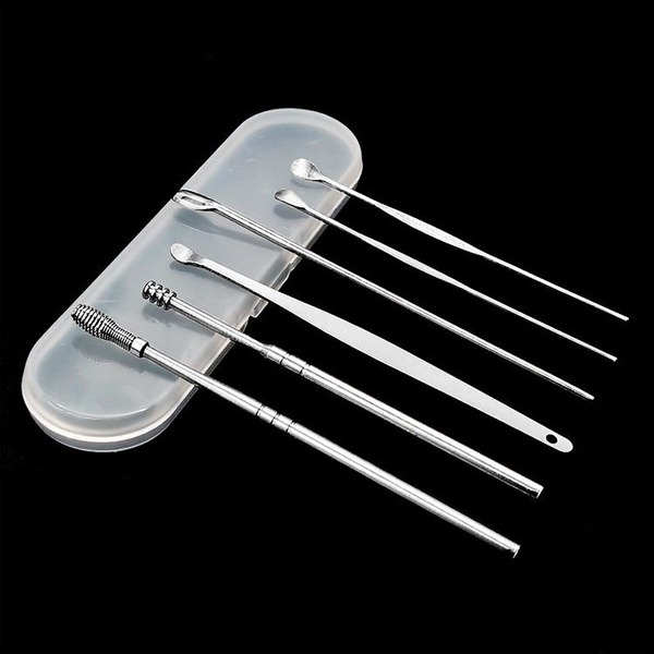 6-Piece Medical Grade Stainless Steel Ear Cleaning Kit with Case