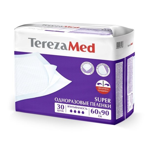 TerezaMed Super Diapers, 60x90cm, 30 Count