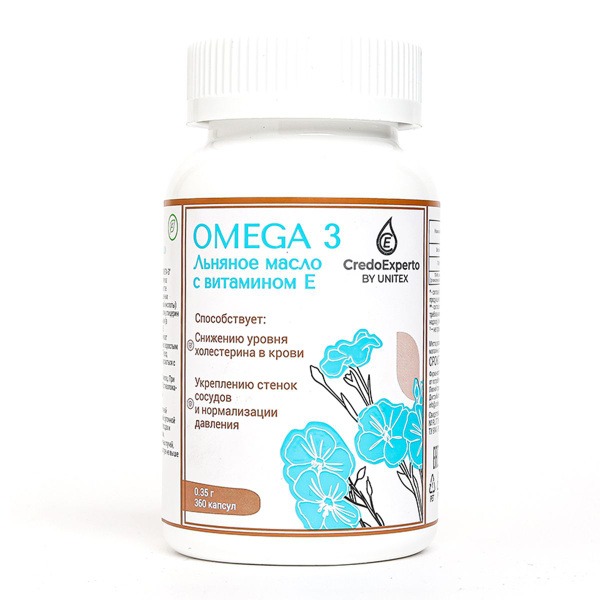 Omega-3 Flaxseed Oil Capsules with Vitamin E - 360 Count (350mg) by CredoExperto
