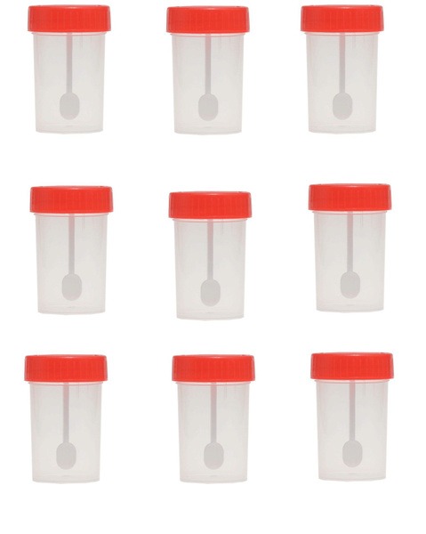 Sterile Medical Specimen Container with Spoon (60ml, 9 Packs)