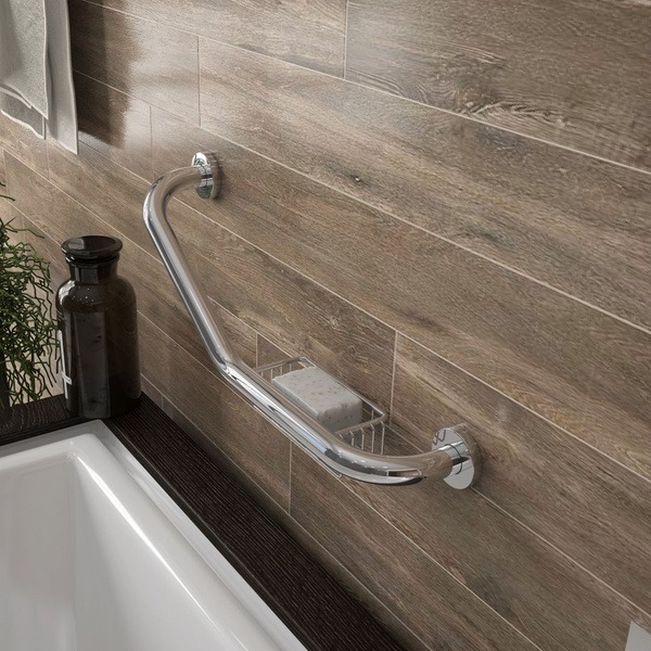 Teymi Solli 50cm Bathroom Grab Bar with Soap Dish - 25mm Stainless Steel
