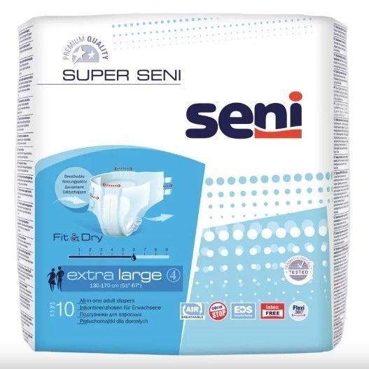 Seni Super Air Adult Diapers XL (130-170cm) - 10 Pack