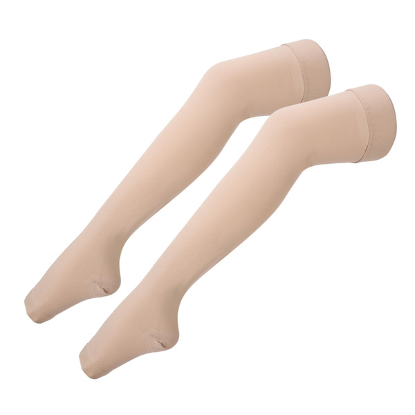 Open-Toe Compression Stockings 23-32 mmHg: Thigh & Calf Support, Breathable & Lightweight