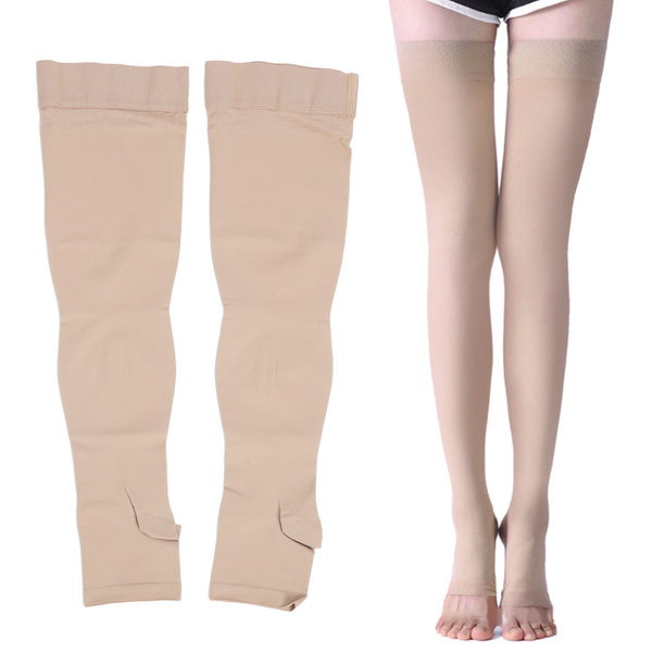 Open Toe Compression Socks 23-32mmHg: Thigh & Calf Support, Lightweight & Breathable
