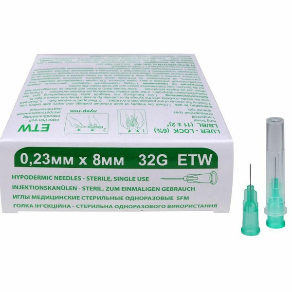 Sterile Single-Use 32G Needles (0.23x8mm), 50/Box