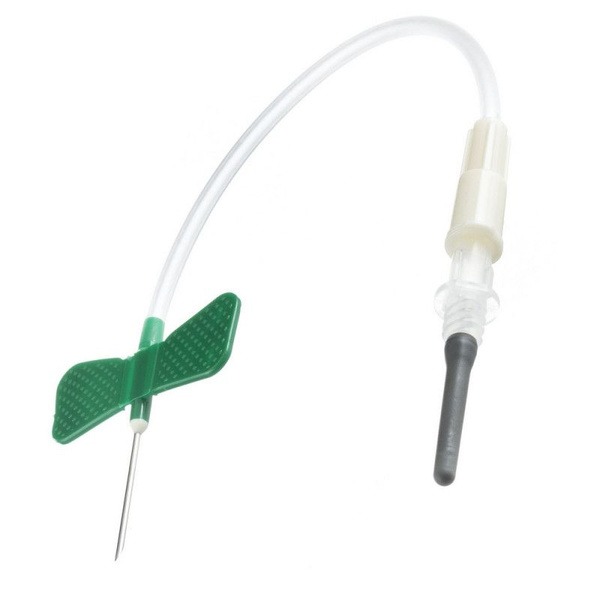 Butterfly Needle 21G x 3/4" (19cm) Green with Luer Adapter - 100/Pack