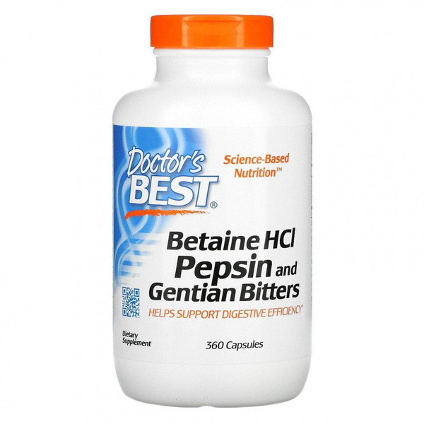 Doctor's Best Betaine HCL, Pepsin & Gentian Bitter Tincture - 360 Capsules