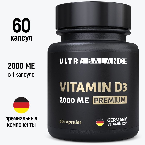 Vitamin D3 2000 IU UltraBalance Premium Supplement for Men & Women (60 Capsules)