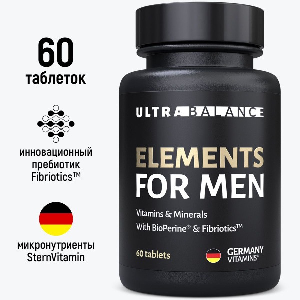 UltraBalance Men's Multivitamin: 60 Tablets, Complete Vitamin & Mineral Supplement
