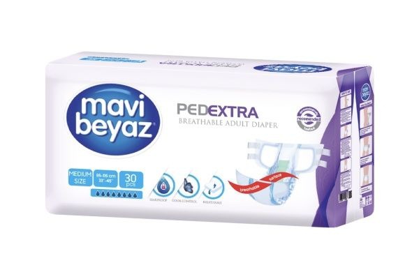 Mavi Beyaz Adult Diapers (Medium, 85-115cm Waist, 30 Count)