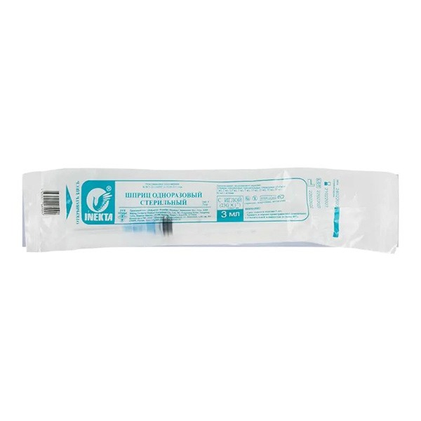 INEKTA 3ml Sterile 3-Part Syringe with 23G Needle (0.6x25mm) - Box of 10