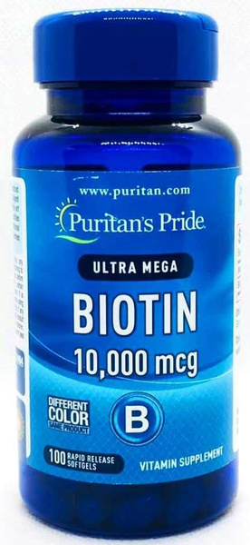 Puritan's Pride Biotin 10000 mcg - 100 Softgels: Hair, Skin, & Nail Support