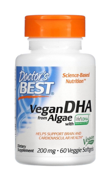 Vegan DHA Algae Supplement: 200mg, 60 Capsules