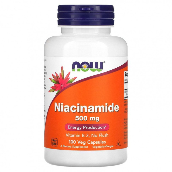 NOW Foods Vitamin B3 (Niacinamide) 500mg, 100 Vegetarian Capsules