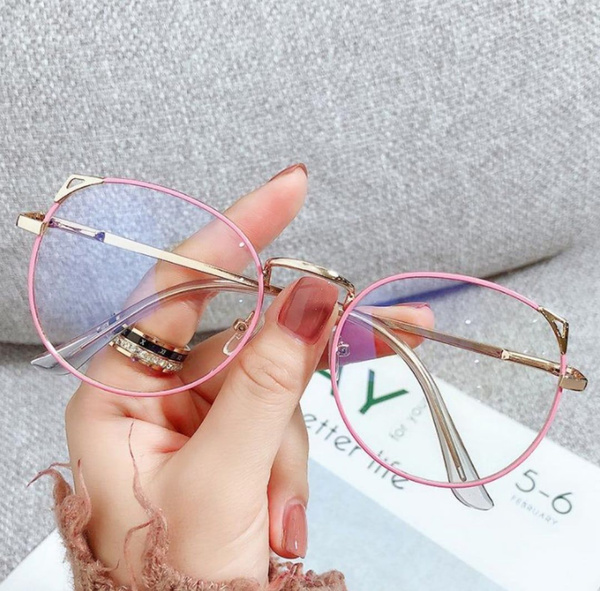 Round Pink Sunglasses with Gold Temples