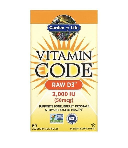 Garden of Life Vitamin Code RAW D3 2000 IU (60 Vegetarian Capsules)