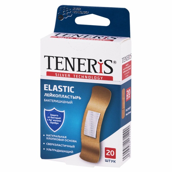 Teneris Elastic 20ct Antibacterial Adhesive Bandages: Flexible, Silver Ion Fabric
