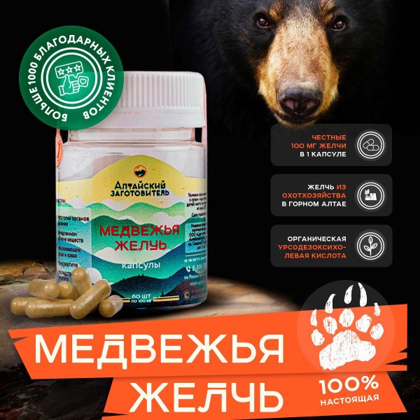 Altai Bear Bile Extract Capsules - 60 Count