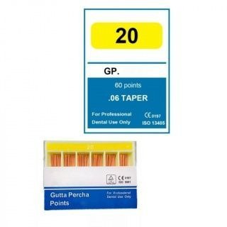 NeoHealth #20 Size 0.06 Tapered Gutta-Percha Points (60 count)