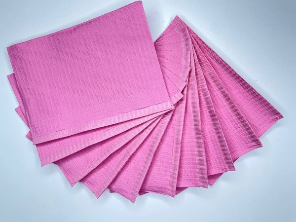 Waterproof Dental Bibs (33x45 cm) - Pink - for Beauty Salons & Tattoo Studios