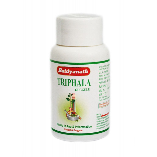 Baidyanath Triphala Guggulu: Detox, Cholesterol Support, & Digestive Health (80 Tablets)