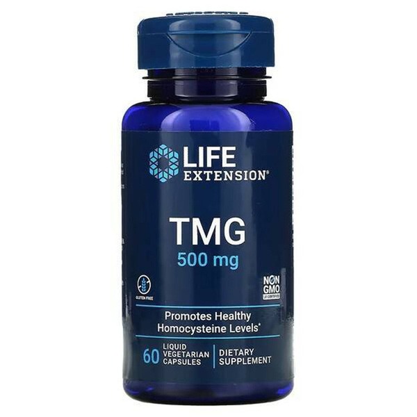 Life Extension TMG (Trimethylglycine) Supplement: 500mg, 60 Veggie Caps - Heart Support