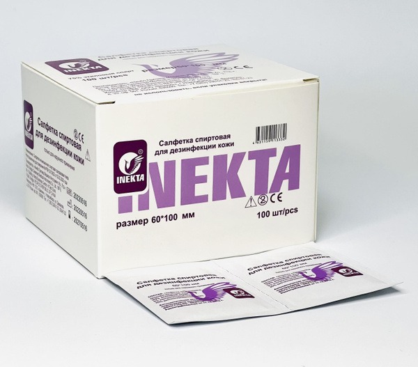 INEKTA Alcohol Prep Pads, 60x100mm, 100 Count