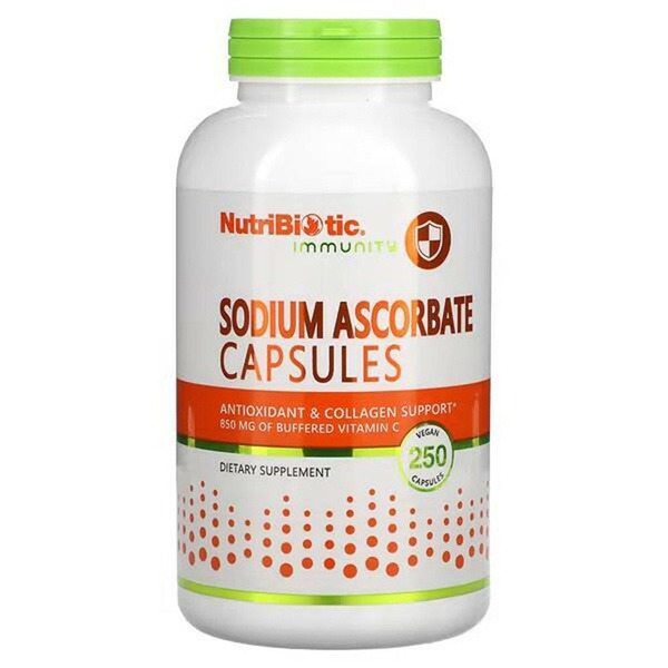 NutriBiotic Sodium Ascorbate: 250 Vegan Capsules for Immunity Support