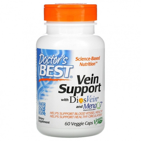 Doctor's Best DiosVein & MenaQ7 Vein Support Supplement - 60 Vegetarian Capsules